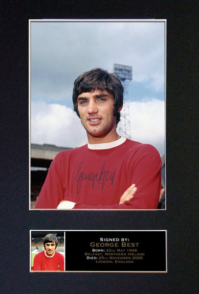 GEORGE BEST Signed Autograph Mounted Photo Reproduction PRINT A4 140