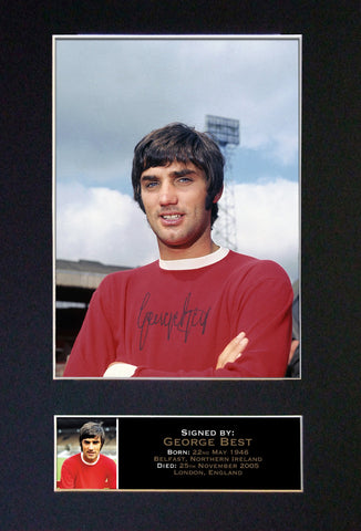 GEORGE BEST Signed Autograph Mounted Photo Reproduction PRINT A4 140