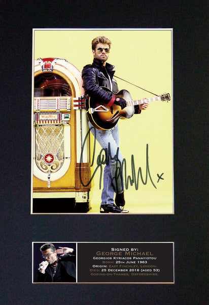 GEORGE MICHAEL Memorial Signed Autograph Mounted Photo Reproduction PRINT A4 641