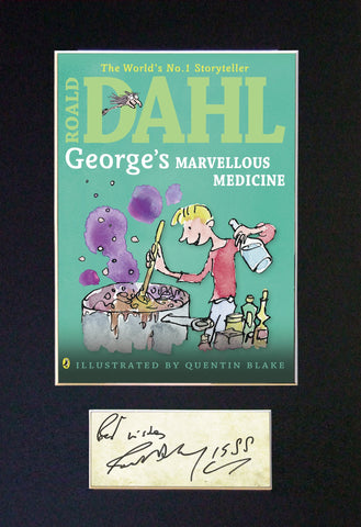 ROALD DAHL George's Marvellous Medicine Book Cover Autograph Signed Reprint 679