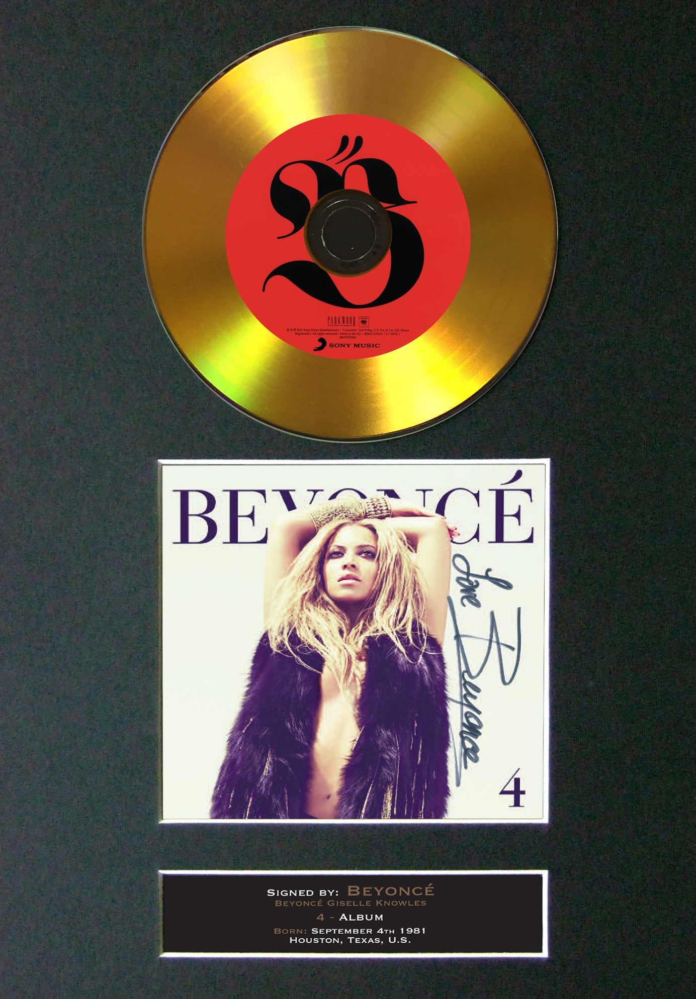 #85 GOLD DISC BEYONCE (four) Album Signed Autograph Mounted Photo Repro A4