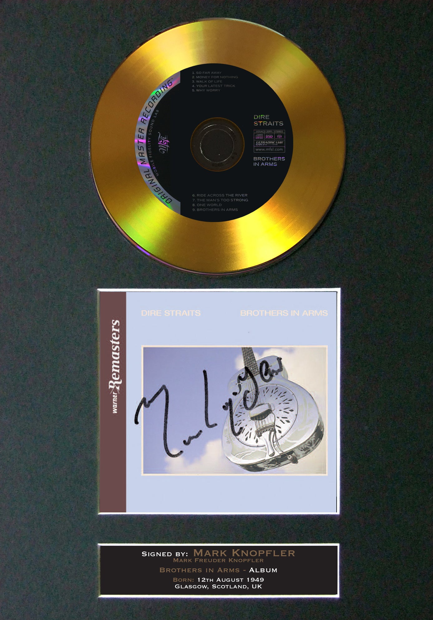 #107 GOLD DISC DIRE STRAITS Brothers in Arms Signed Autograph Mounted Repro A4