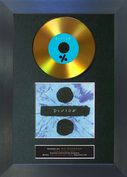 #110 Ed Sheeran - Divide GOLD DISC Cd Album Signed Autograph Mounted Photo Print