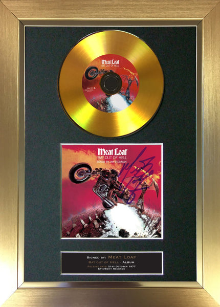 #89 Meatloaf - Bat out of Hell GOLD DISC Cd Album Signed Autograph Mounted Print