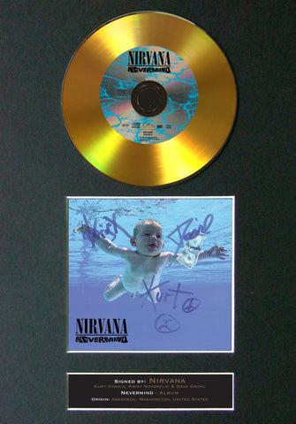 #81 Nirvana - Nevermind GOLD DISC Cd Album Signed Autograph Mounted Print
