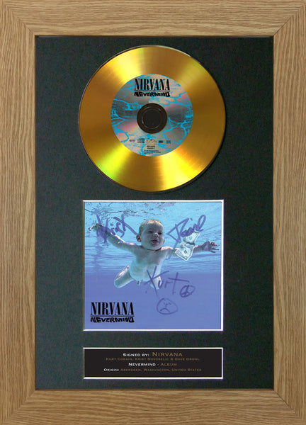 #81 Nirvana - Nevermind GOLD DISC Cd Album Signed Autograph Mounted Print