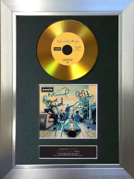 #114 Oasis - Definitely Maybe GOLD DISC Cd Album Signed Autograph Mounted Print