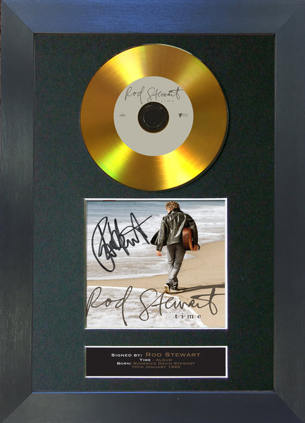 #88 Rod Stewart - Time GOLD DISC Cd Album Signed Autograph Mounted Print