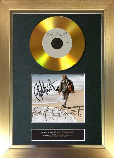 #88 Rod Stewart - Time GOLD DISC Cd Album Signed Autograph Mounted Print