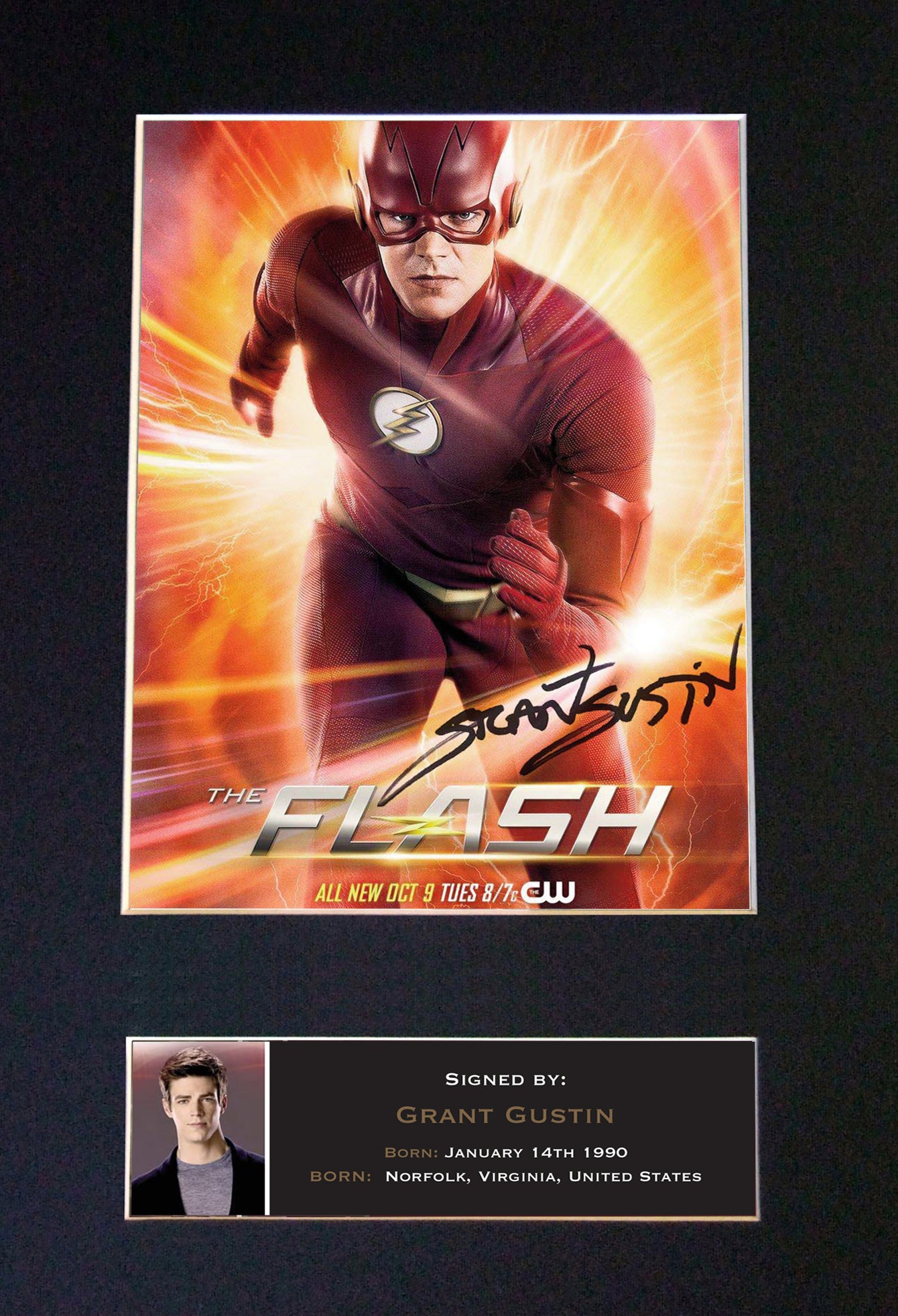 FLASH Grant Gustin Autograph Mounted Signed Photo Reproduction Print Poster 762
