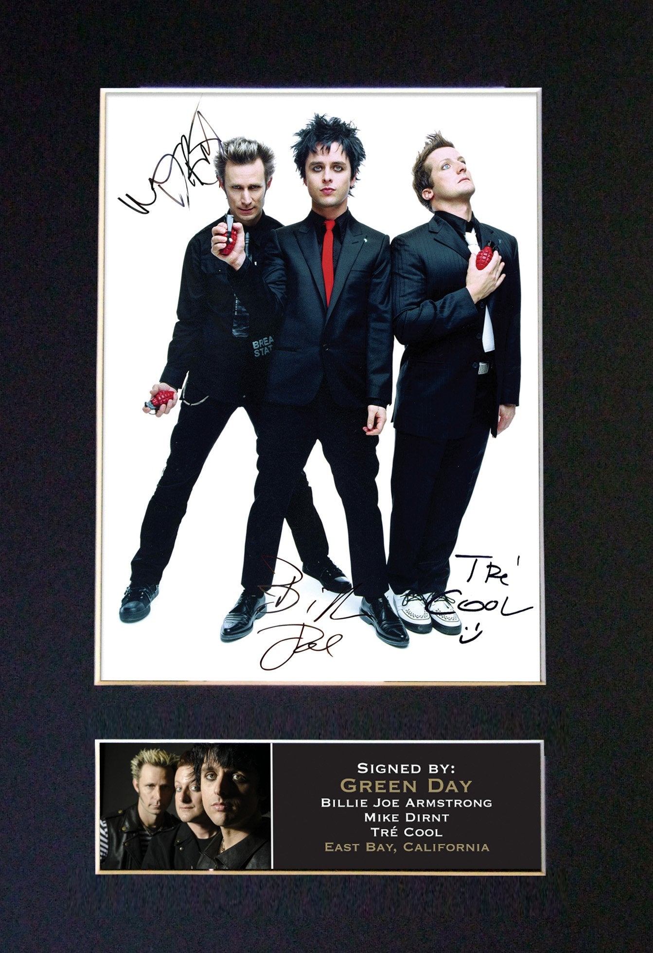 GREEN DAY Signed Autograph Mounted Photo Reproduction A4 196