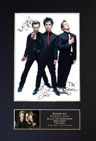 GREEN DAY Signed Autograph Mounted Photo Reproduction A4 196