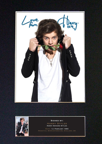 HARRY STYLES #2 One Direction Signed Autograph Mounted Photo Repro A4 Print 442