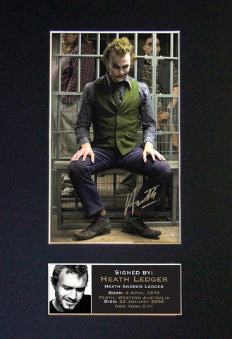 HEATH LEDGER Joker Mounted Signed Photo Reproduction Autograph Print A4 18