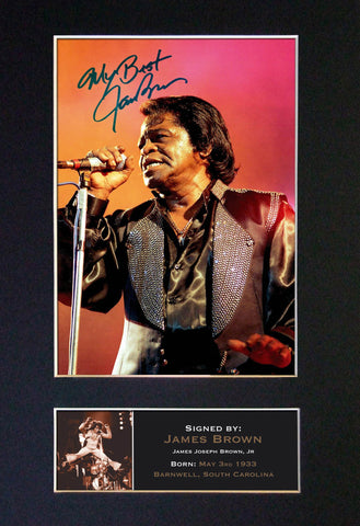 JAMES BROWN Signed Autograph Mounted Photo Reproduction PRINT A4 157