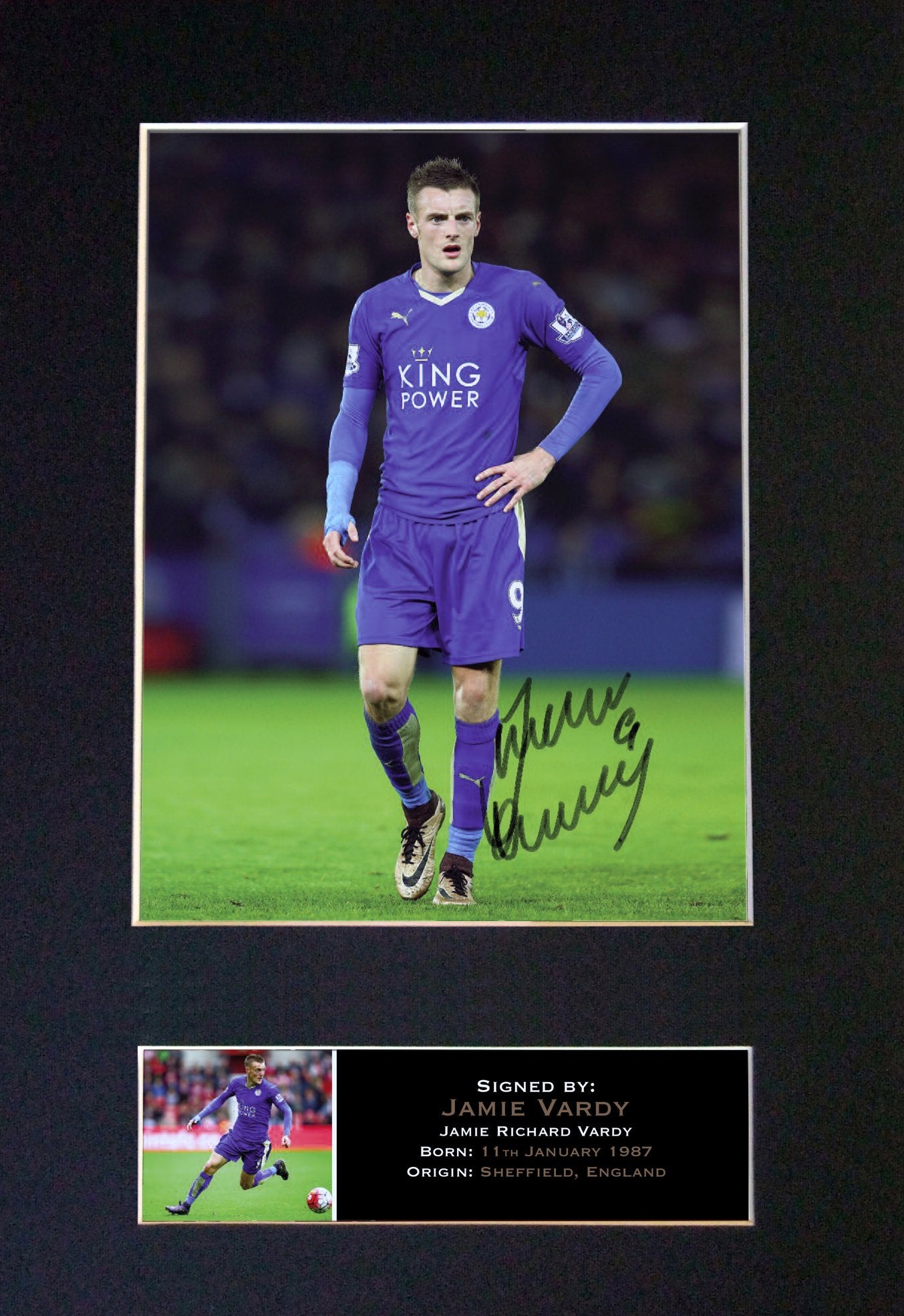 JAMIE VARDY Leicester City Signed Autograph Mounted Photo Repro A4 Print 610