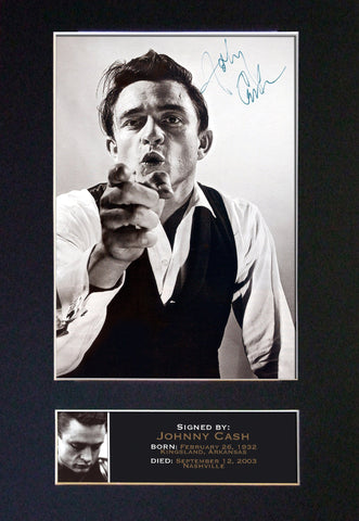 JOHNNY CASH Mounted Signed Photo Reproduction Autograph Print A4 85