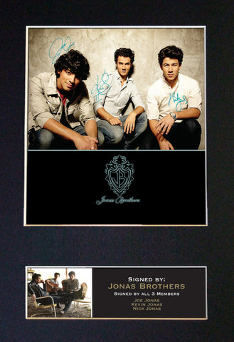 JONAS BROTHERS Mounted Signed Photo Reproduction Autograph Print A4 207