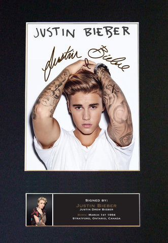 Justin Bieber Signed Autograph Quality Mounted Photo Repro A4 Print 600