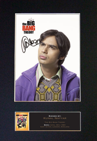 KUNAL NAYYAR Big Bang Mounted Signed Photo Reproduction Autograph Print A4 359