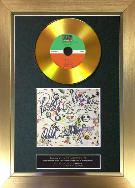 #136 Led Zepplin - Led Zepplin III GOLD DISC CD Album Signed Autograph Mounted Repro