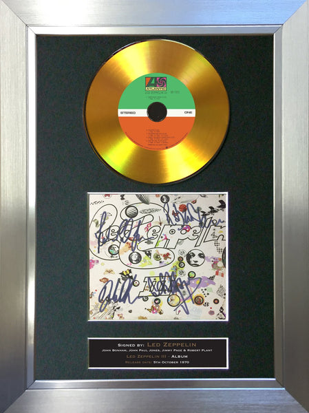#136 Led Zepplin - Led Zepplin III GOLD DISC CD Album Signed Autograph Mounted Repro
