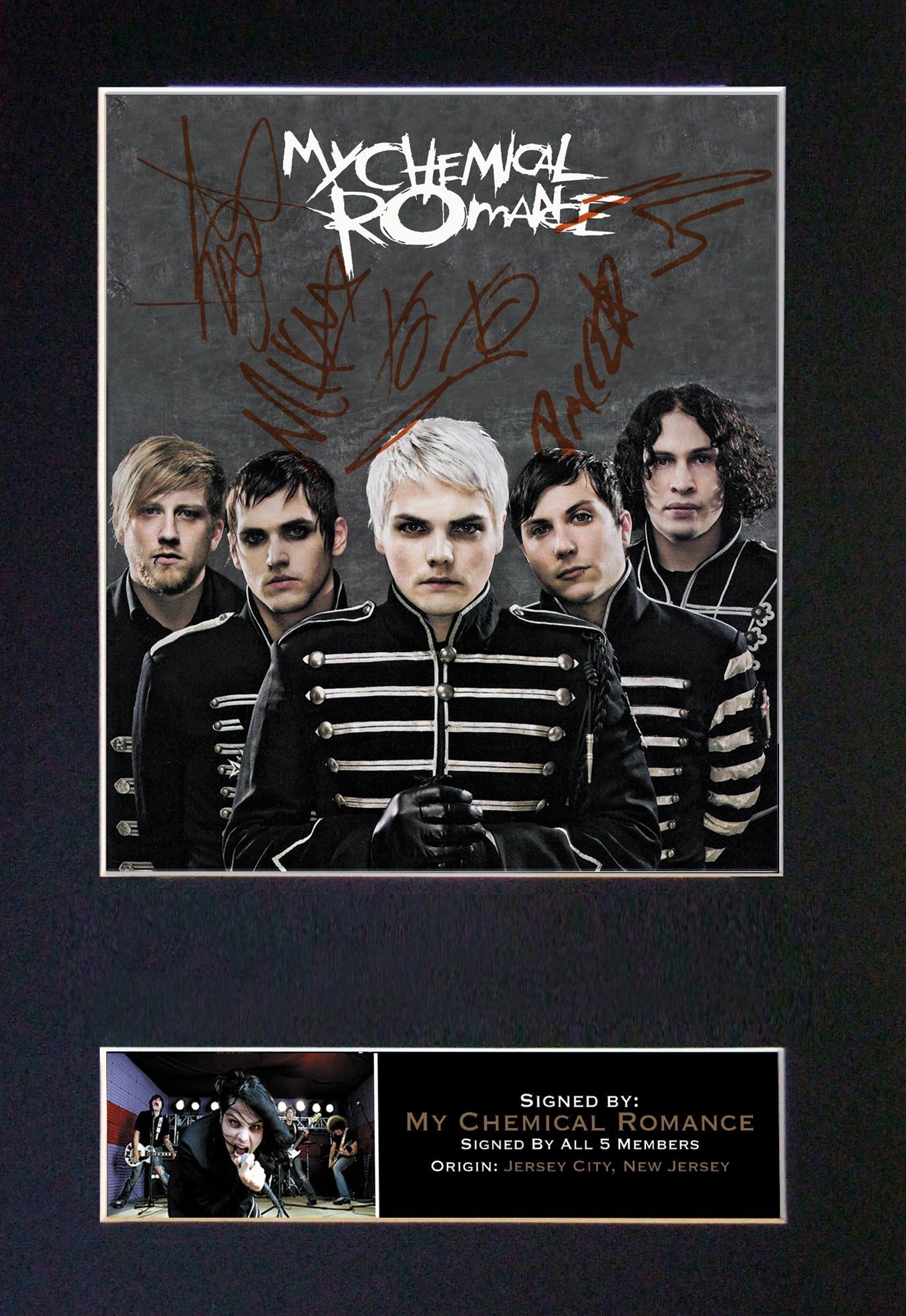 MY CHEMICAL ROMANCE Mounted Signed Photo Reproduction Autograph Print A4 112
