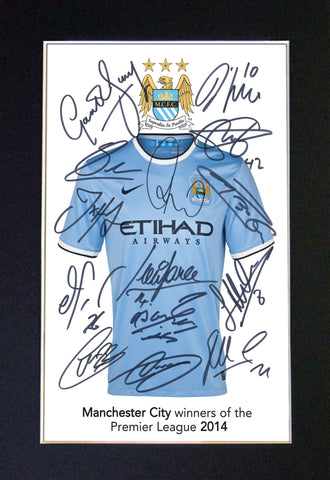 MAN CITY Premier League Winners 2014 Autograph Mounted Photo Repro A4 Print 460