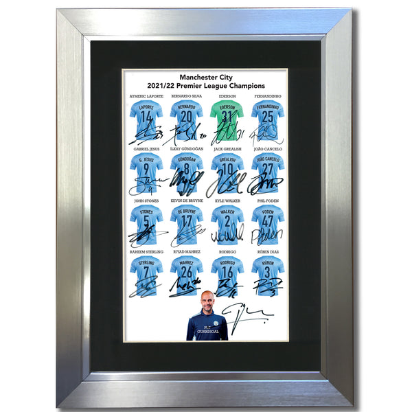 MAN CITY Premier League Winners 2022 Autograph Mounted Photo Repro A4 Print 869