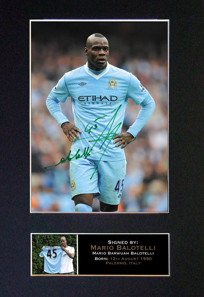 MARIO BALOTELLI Autograph Mounted Signed Photo Reproduction Print A4 138