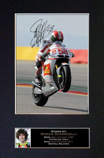 MARCO SIMONCELLI Mounted Signed Photo Reproduction Autograph Print A4 35