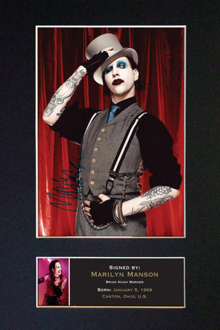 MARILYN MANSON Mounted Signed Photo Reproduction Autograph Print A4 163