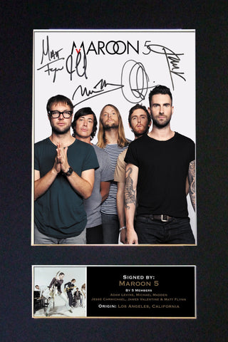 MAROON 5 Mounted Signed Photo Reproduction Autograph Print A4 125