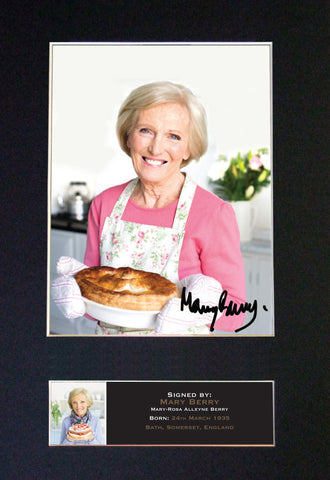 MARY BERRY Great British Bake Off Signed Autograph Mounted PRINT A4 592