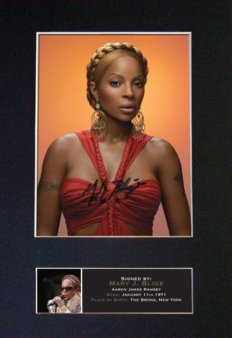 MARY J BLIGE Autograph Mounted Signed Photo Reproduction A4 416
