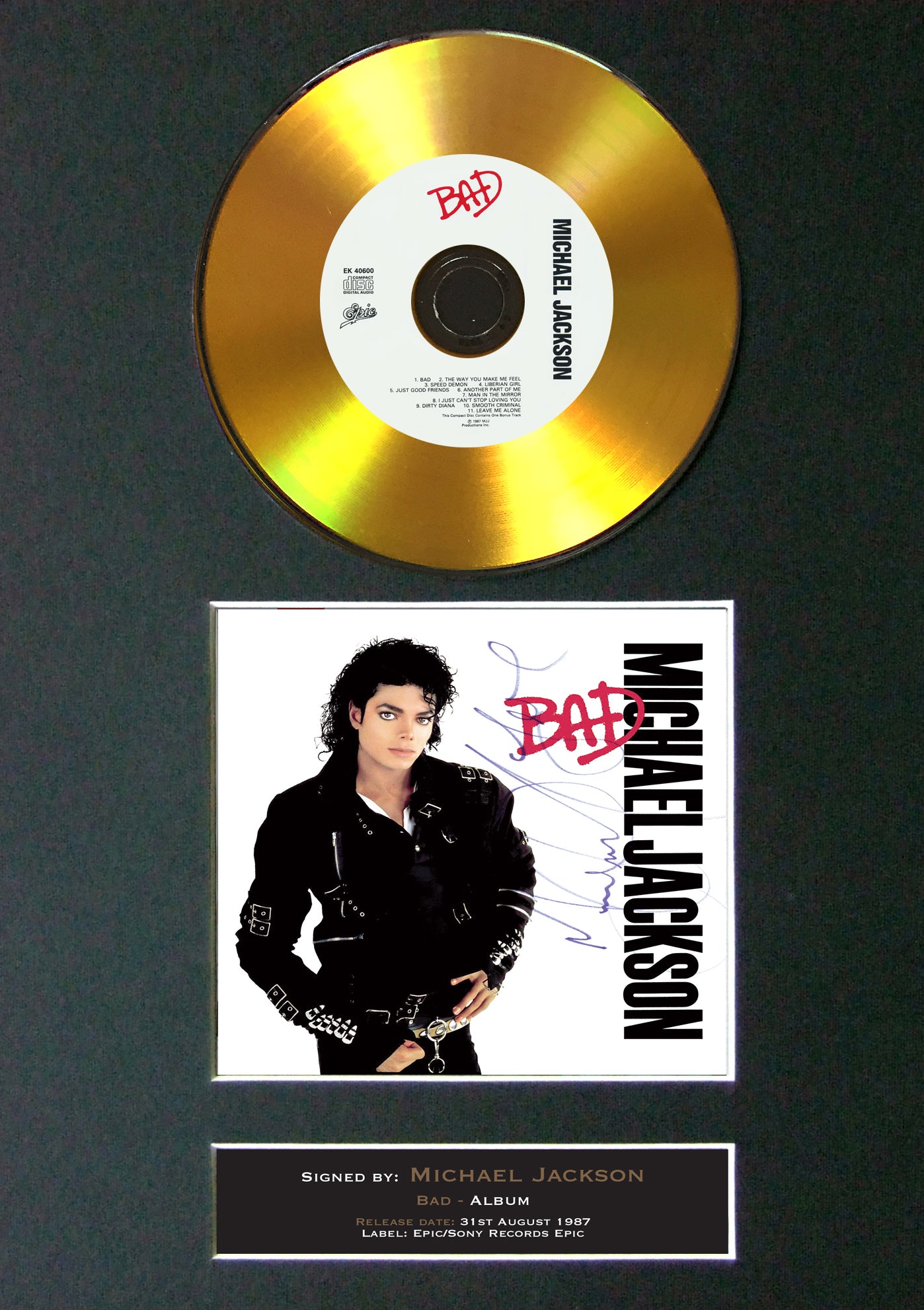 #104 GOLD DISC MICHAEL JACKSON Bad Album Signed Autograph Mounted Repro A4