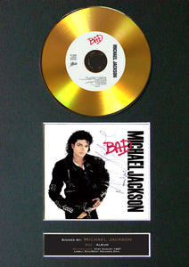 #104 GOLD DISC MICHAEL JACKSON Bad Album Signed Autograph Mounted Repro A4