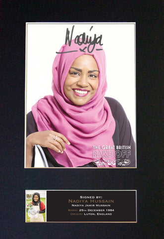 NADIYA HUSSAIN Great British Bake Off Signed Autograph Photo Mounted PRINT 595