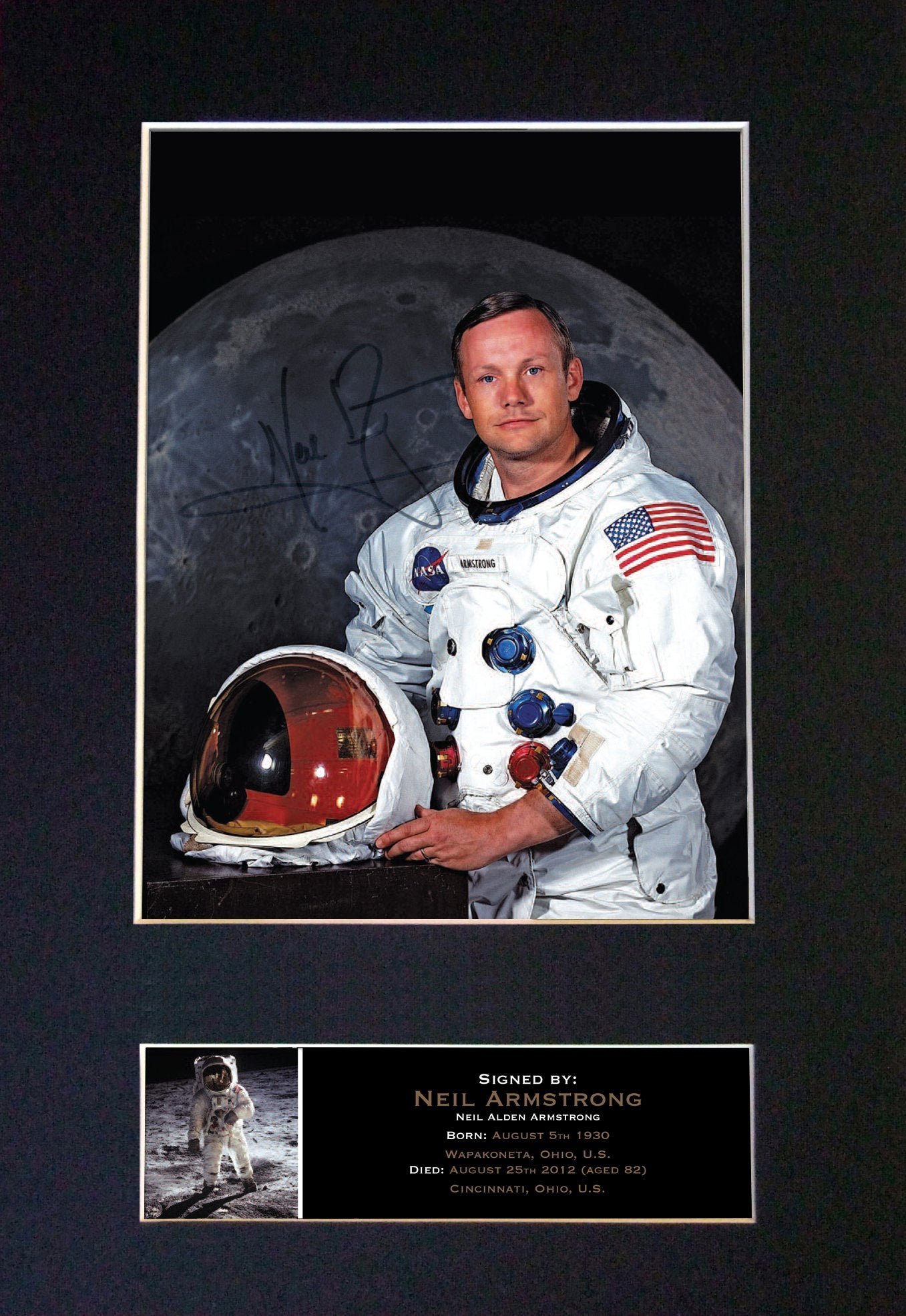 NEIL ARMSTRONG RARE Signed Autograph Mounted Photo Repro A4 Print 496