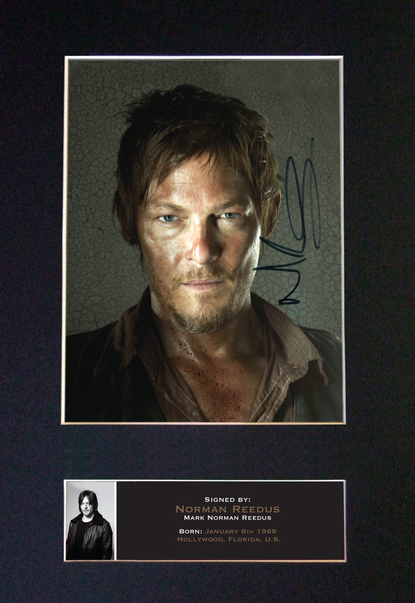 NORMAN REEDUS The Walking Dead Signed Autograph Mounted Photo Repro A4 Print 560