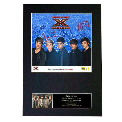 ONE DIRECTION X FACTOR Signed Autograph Mounted Photo Repro A4 Print