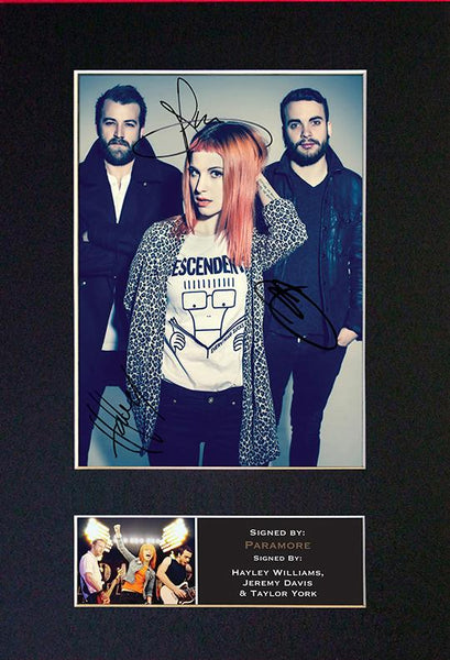 PARAMORE Mounted Signed Photo Reproduction Autograph Print A4 338