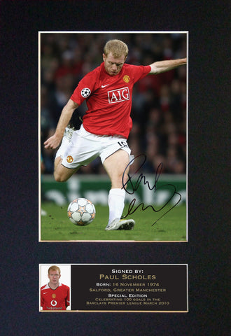 PAUL SCHOLES Autograph Mounted Signed Photo Reproduction Print A4 50