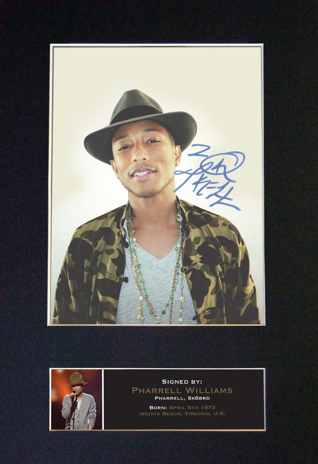 PHARRELL WILLIAMS Happy Signed Autograph Mounted Photo Repro A4 Print 433