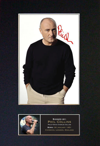 PHIL COLLINS Mounted Signed Photo Reproduction Autograph Print A4 99