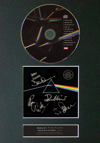 PINK FLOYD Dark Side Of The Moon RARE Signed Cd MOUNTED A4 Autograph Print (60)