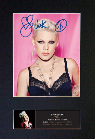 PINK Alecia Beth Moore Quality Autograph Mounted Signed Photo Re Print A4 727