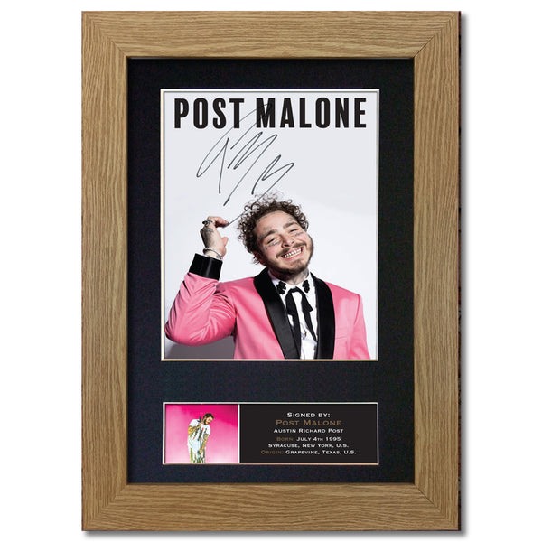 POST MALONE Photo Autograph Mounted Repro Signed HIGH QUALITY Framed Print 817