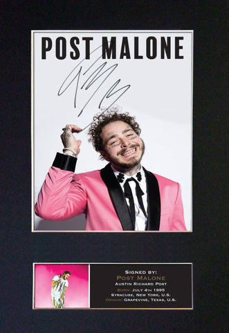 POST MALONE Photo Autograph Mounted Repro Signed HIGH QUALITY Framed Print 817