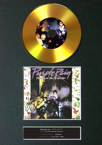 #146 Prince - Purple Rain GOLD DISC Album Signed Autograph Mounted Repro